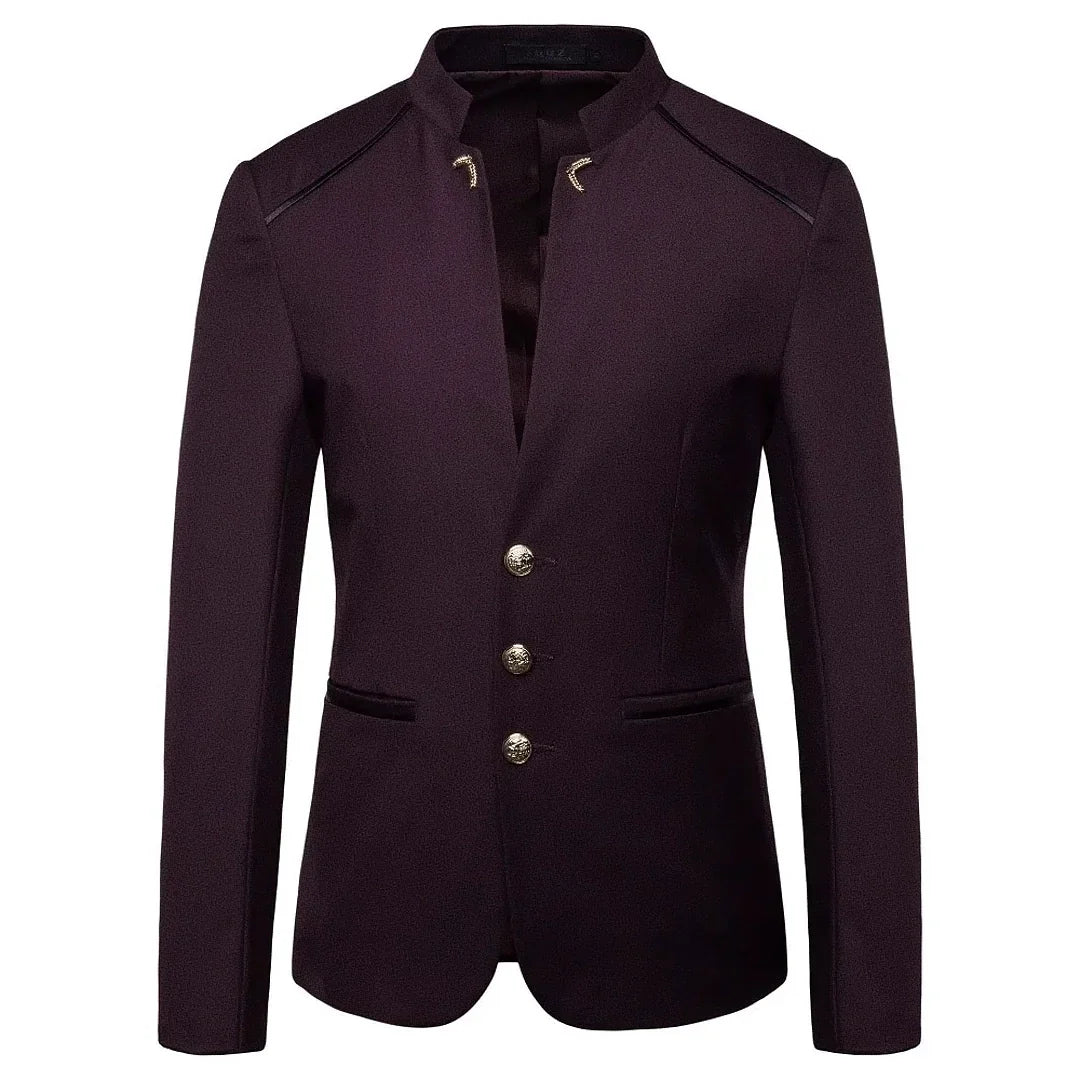 Blazer Masculino Slim Beaumont Romenzi RZ925 em detalhe, modelo slim fit em materiais de alta qualidade que oferece caimento perfeito e estilo sofisticado.