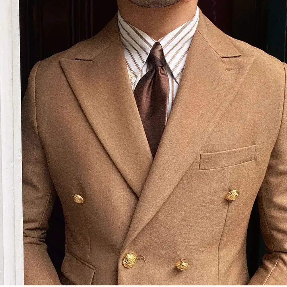 Blazer Masculino Transpassado Romenzi RZ062 com abotoamento duplo, em Ecomicrofibra Easeleaf 01, perfeito para eventos especiais.
