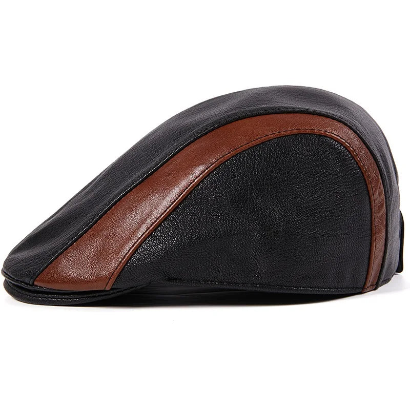 Boina Masculina Couro de Carneiro Romenzi RZ277 com couro de pele de carneiro premium, design sofisticado e detalhes em preto e marrom.