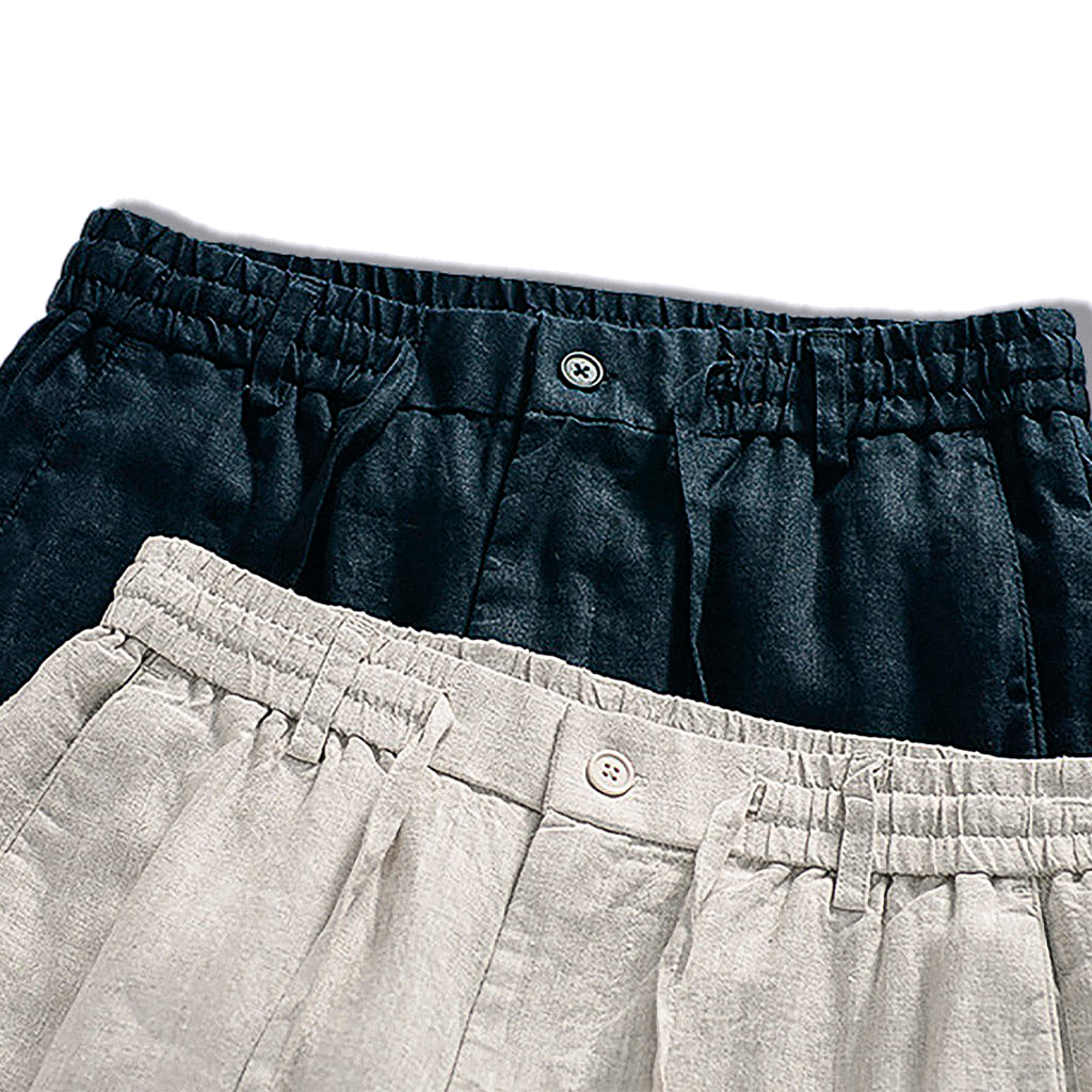 Calça de Linho Masculina Romenzi RZ566 em detalhe, peça leve e sofisticada em linho premium, ideal para looks casuais ou formais nos dias quentes.