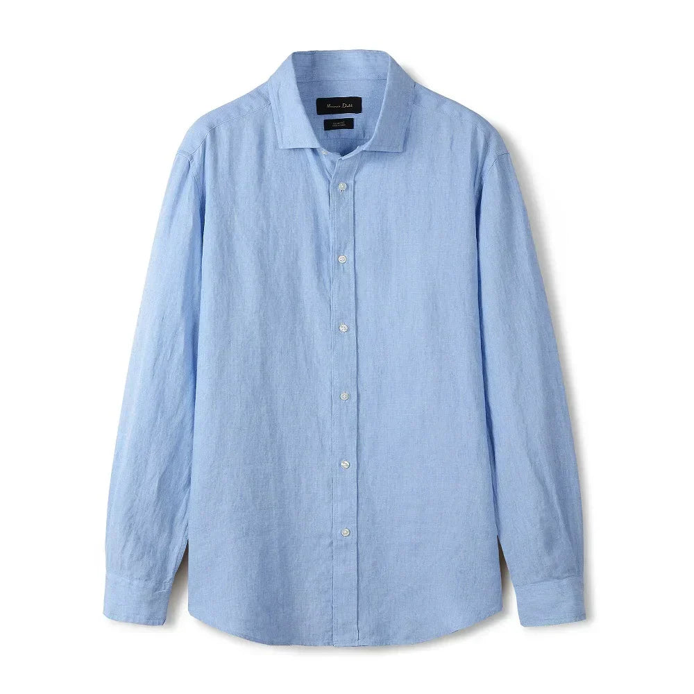 Camisa de Linho Lisa Masculina Romenzi RZ790 feita em linho premium com caimento elegante, respirável e durável para todas as ocasiões.