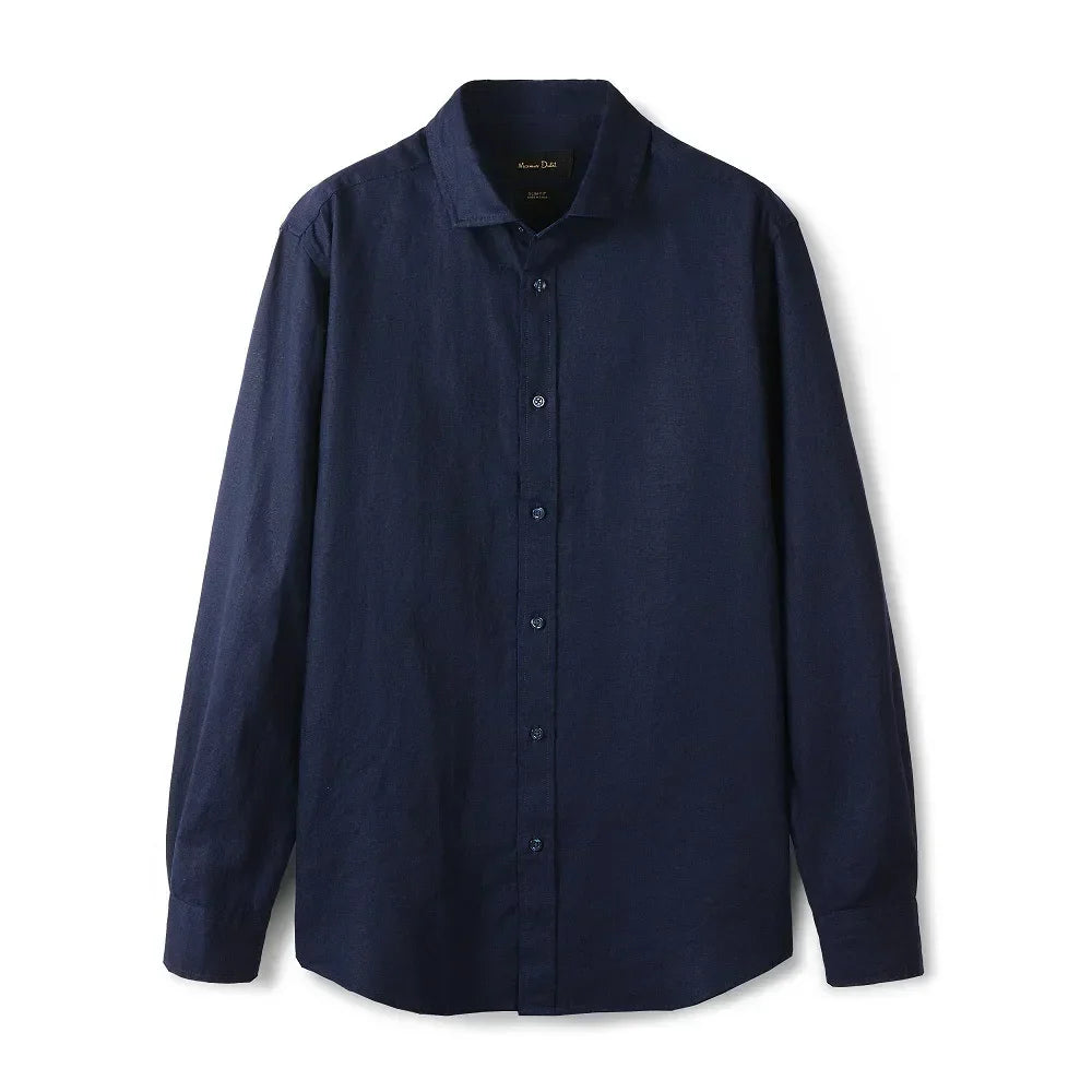 Camisa de Linho Lisa Masculina Romenzi RZ790 feita em linho premium com caimento elegante, respirável e durável para todas as ocasiões.