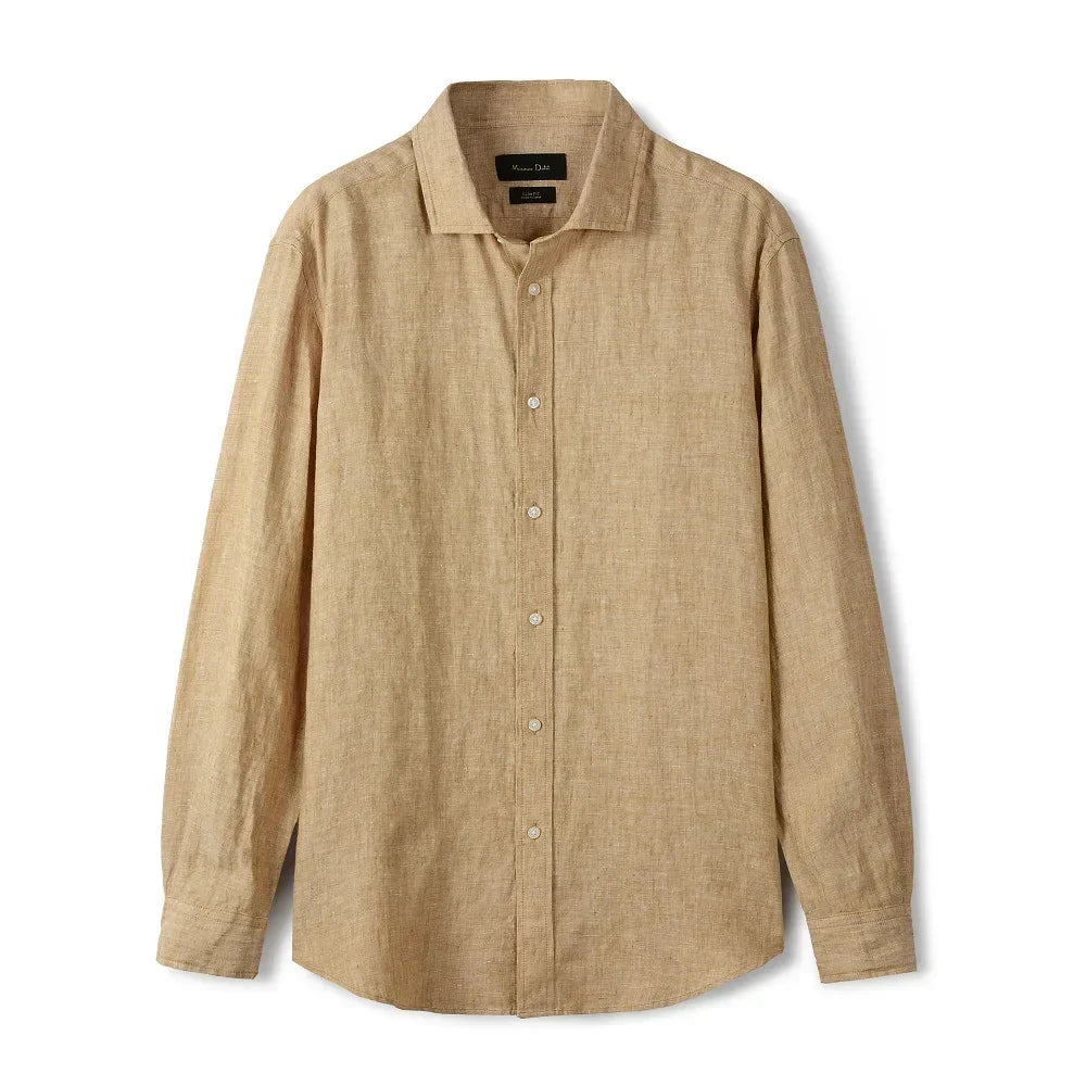 Camisa de Linho Lisa Masculina Romenzi RZ790 feita em linho premium com caimento elegante, respirável e durável para todas as ocasiões.