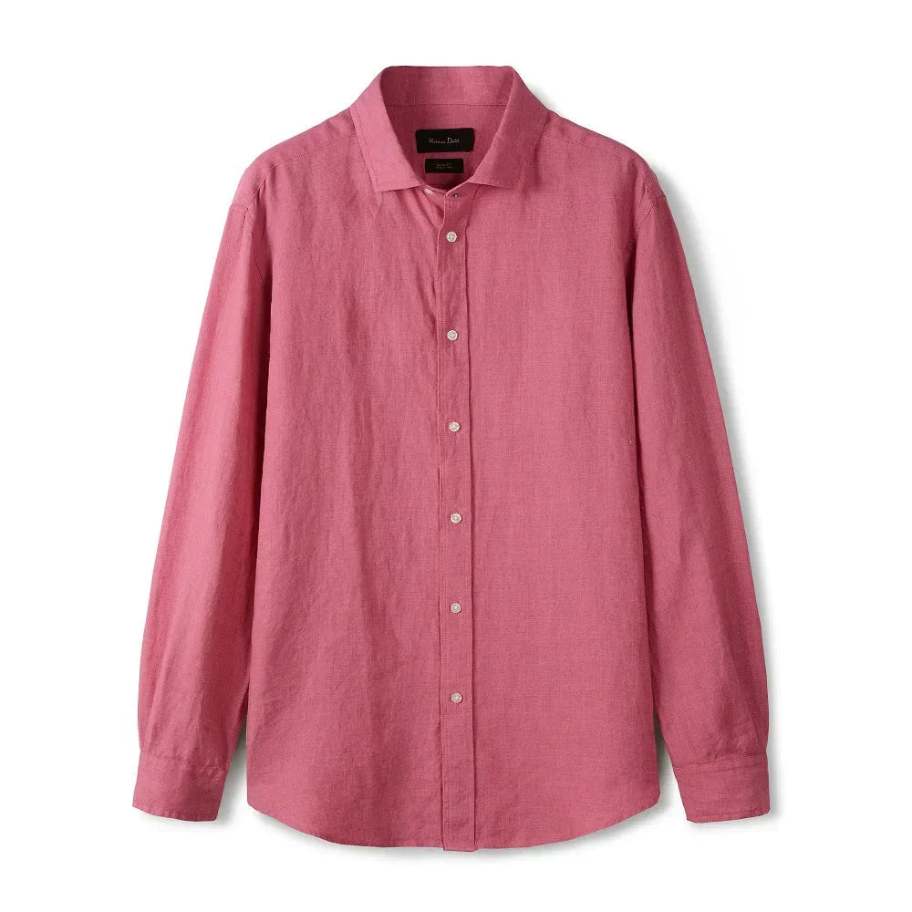 Camisa de Linho Lisa Masculina Romenzi RZ790 feita em linho premium com caimento elegante, respirável e durável para todas as ocasiões.