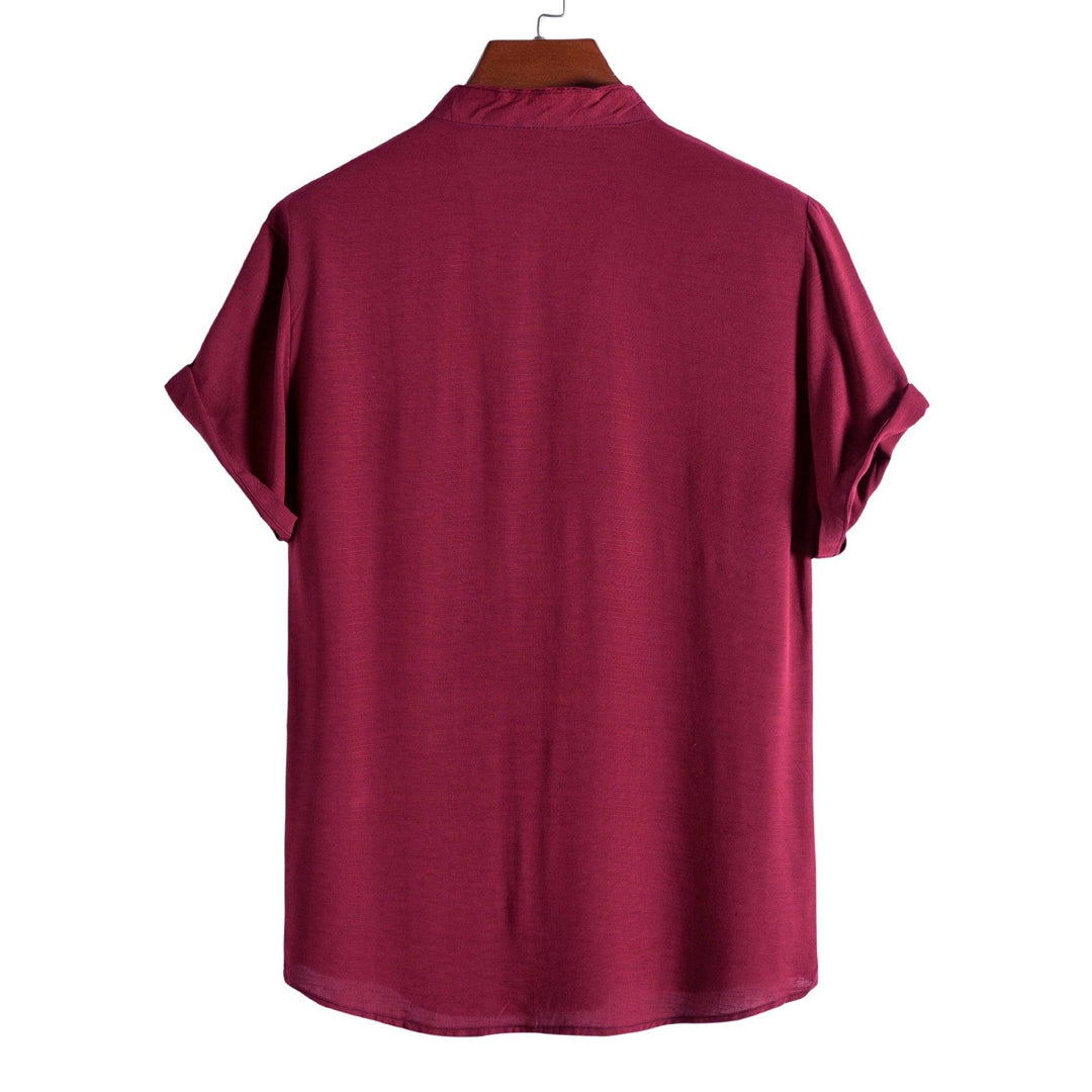 Camisa de Linho Masculina Gola Padre Romenzi RZ793 feita em linho premium, respirável e elegante, com design clean e versátil para diversas ocasiões.