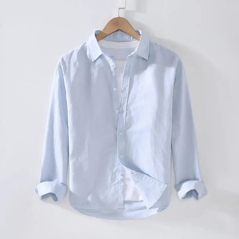 Camisa de Linho Masculina Romenzi RZ538 em linho premium, disponível em várias cores. Design clássico, respirável e elegante para looks refinados.