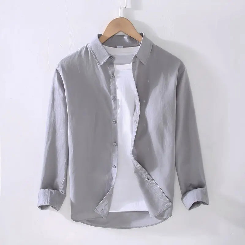 Camisa de Linho Masculina Romenzi RZ538 em linho premium, disponível em várias cores. Design clássico, respirável e elegante para looks refinados.