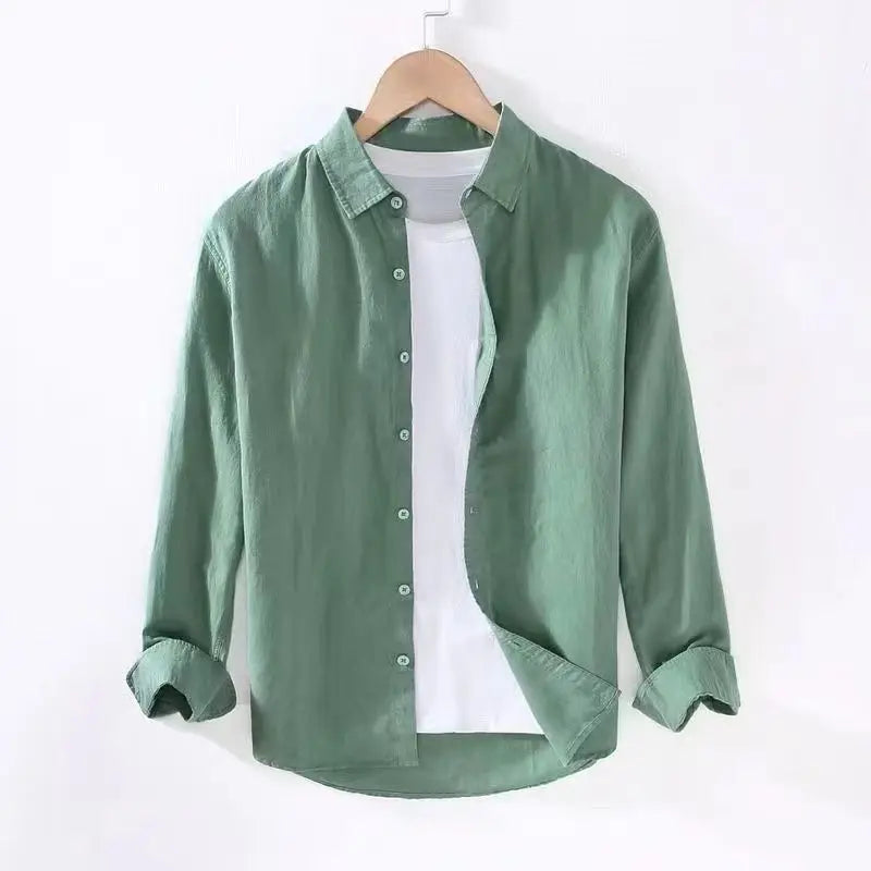 Camisa de Linho Masculina Romenzi RZ538 em linho premium, disponível em várias cores. Design clássico, respirável e elegante para looks refinados.