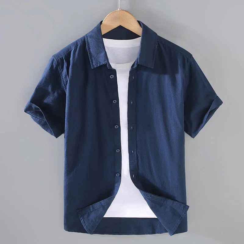 Camisa de Linho Masculina Romenzi RZ796 feita em linho nobre, leve e respirável, com caimento impecável e design clássico para eventos refinados.