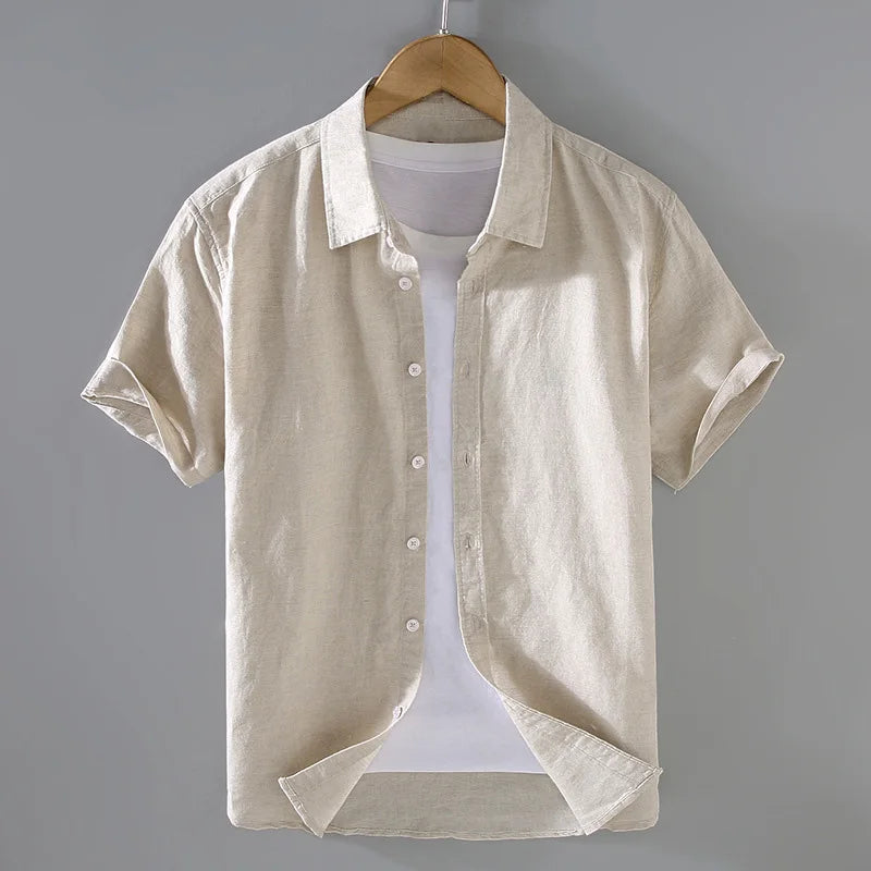 Camisa de Linho Masculina Romenzi RZ796 feita em linho nobre, leve e respirável, com caimento impecável e design clássico para eventos refinados.