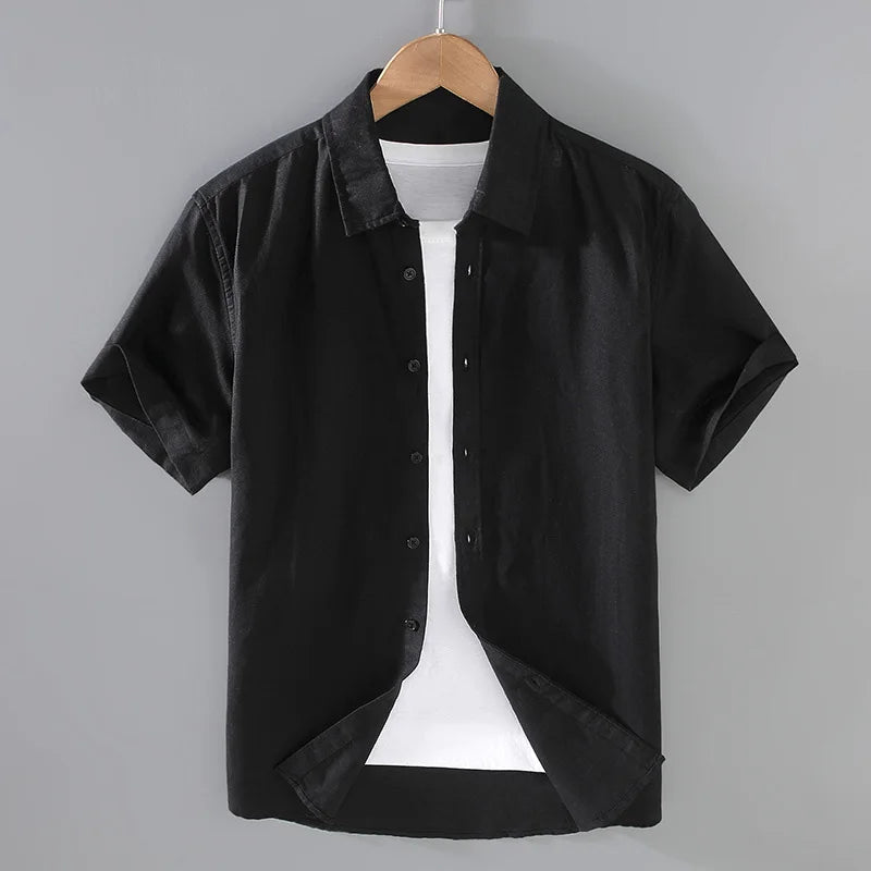 Camisa de Linho Masculina Romenzi RZ796 feita em linho nobre, leve e respirável, com caimento impecável e design clássico para eventos refinados.