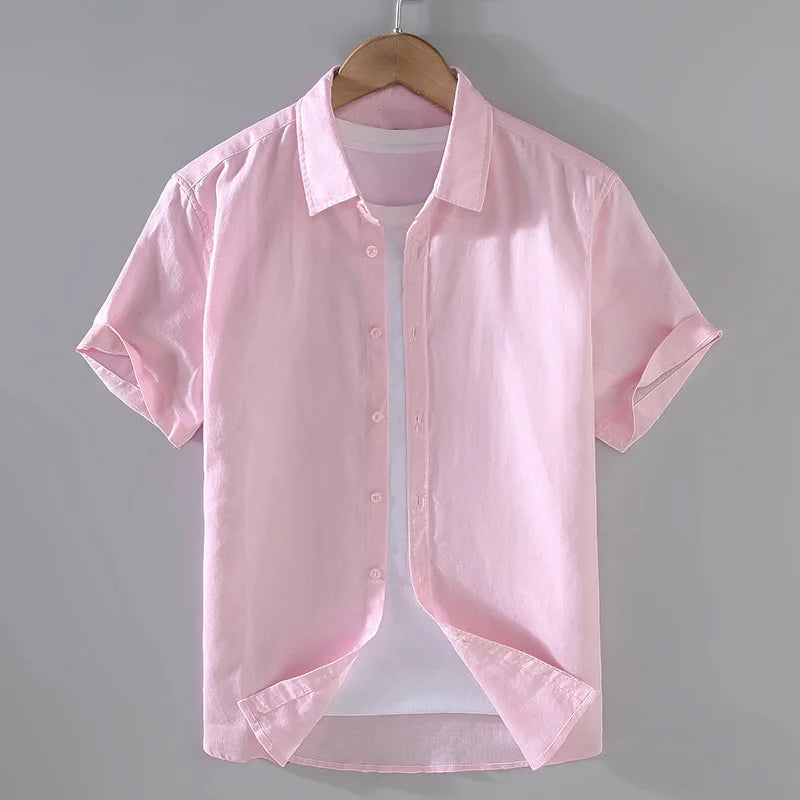 Camisa de Linho Masculina Romenzi RZ796 feita em linho nobre, leve e respirável, com caimento impecável e design clássico para eventos refinados.