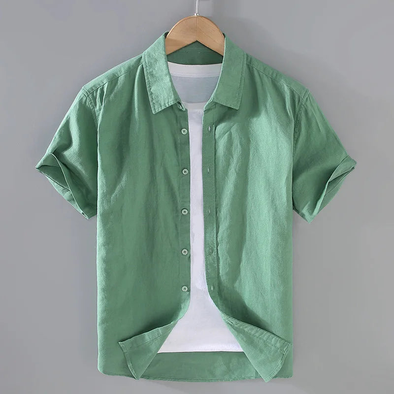 Camisa de Linho Masculina Romenzi RZ796 feita em linho nobre, leve e respirável, com caimento impecável e design clássico para eventos refinados.