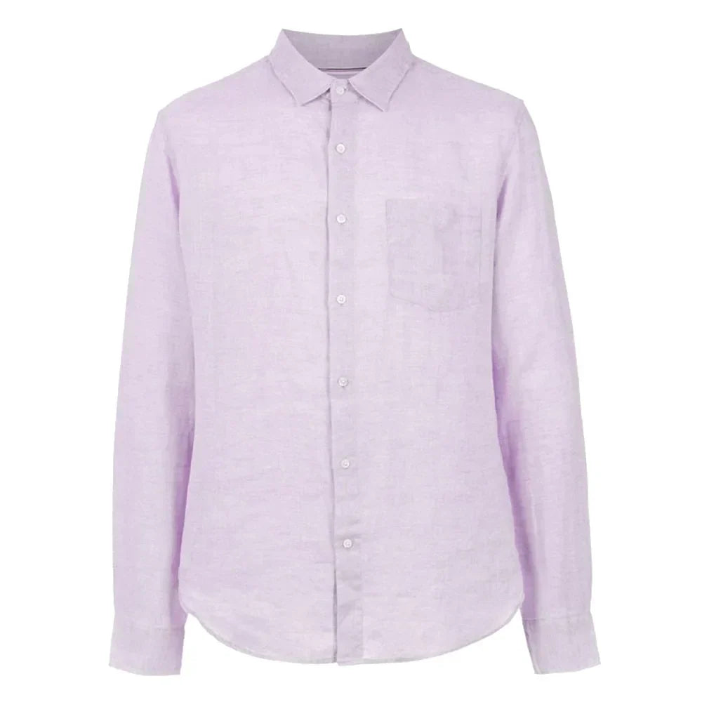 Camisa de Linho Masculina Romenzi RZ797 em detalhe, peça em linho premium que oferece respirabilidade, conforto térmico, durabilidade e estilo sofisticado.