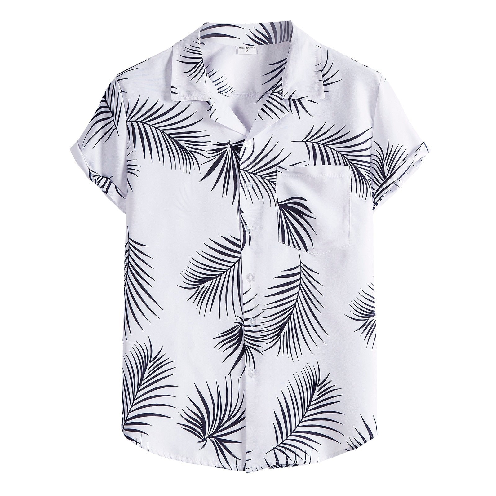 Camisa Manga Curta Romenzi Ipanema RZ584 feita em tecido leve de alta qualidade, com estampa minimalista de folhas que une frescor, estilo e sofisticação.