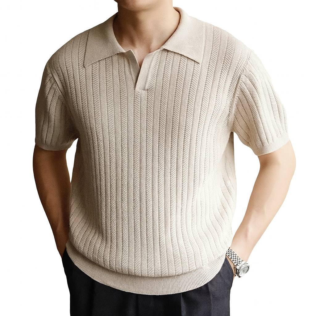 Camisa Polo Masculina Romenzi Ávila RZ607 em detalhe, polo sofisticada em materiais de alta qualidade que oferece conforto, caimento impecável e estilo elegante.