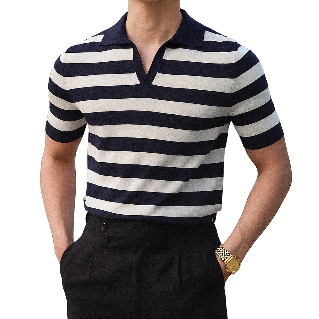 Camisa Polo Masculina Romenzi Ferrol RZ617 em detalhe, polo elegante em materiais de alta qualidade que oferece conforto, caimento impecável e estilo atemporal.