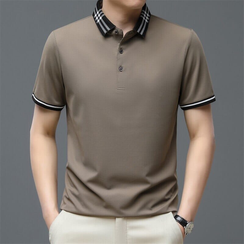 Camisa Polo Masculina Romenzi Palermo RZ625 em detalhe, peça em algodão e poliéster que une conforto, respirabilidade e estilo versátil para o dia a dia.