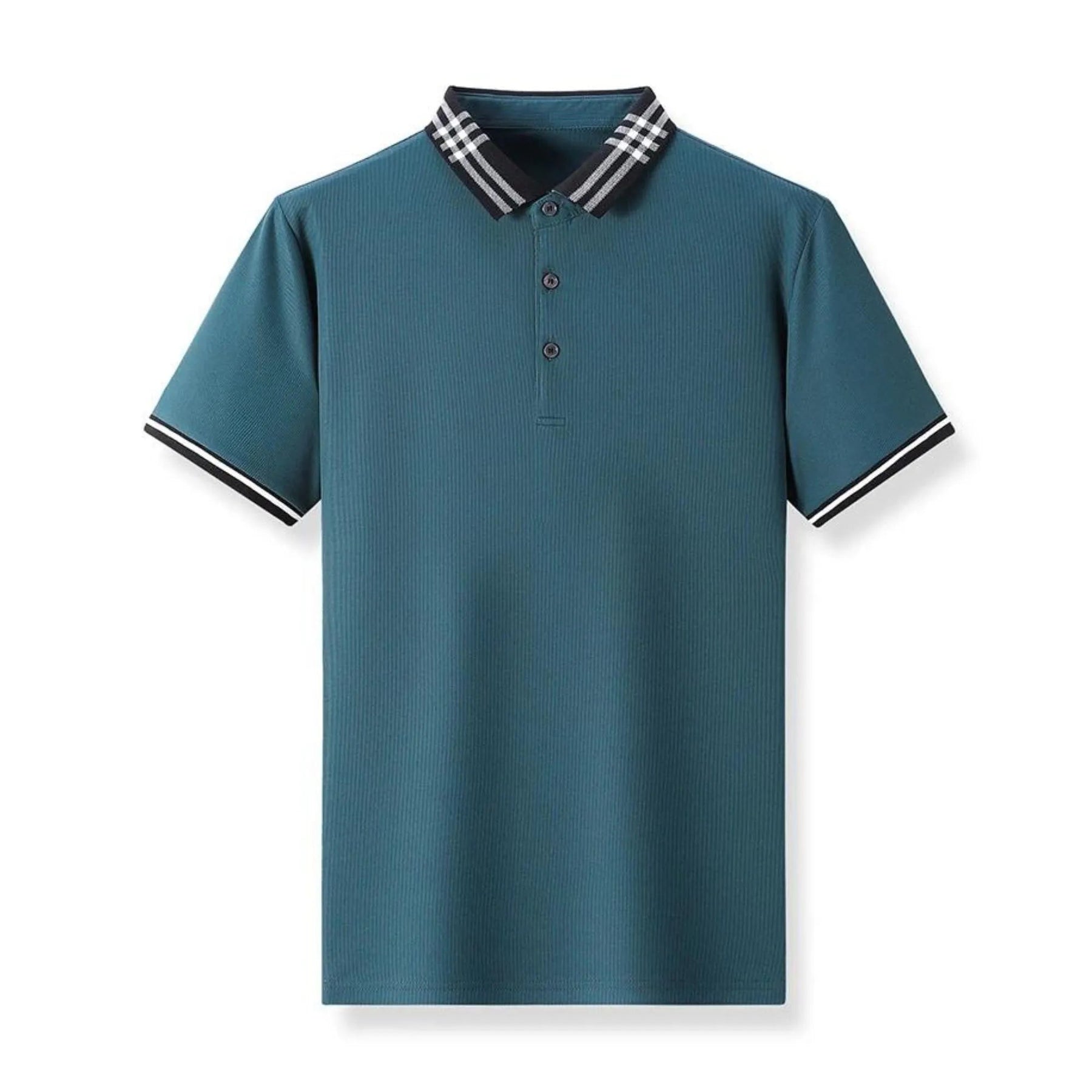 Camisa Polo Masculina Romenzi Palermo RZ625 em detalhe, peça em algodão e poliéster que une conforto, respirabilidade e estilo versátil para o dia a dia.