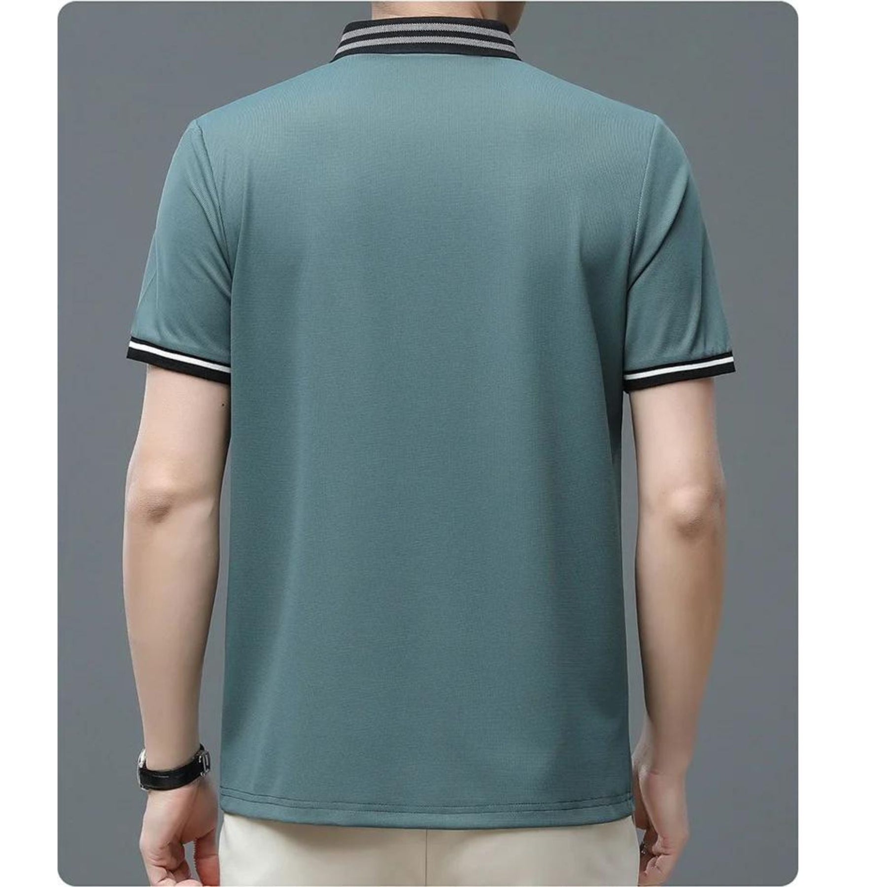 Camisa Polo Masculina Romenzi Palermo RZ625 em detalhe, peça em algodão e poliéster que une conforto, respirabilidade e estilo versátil para o dia a dia.