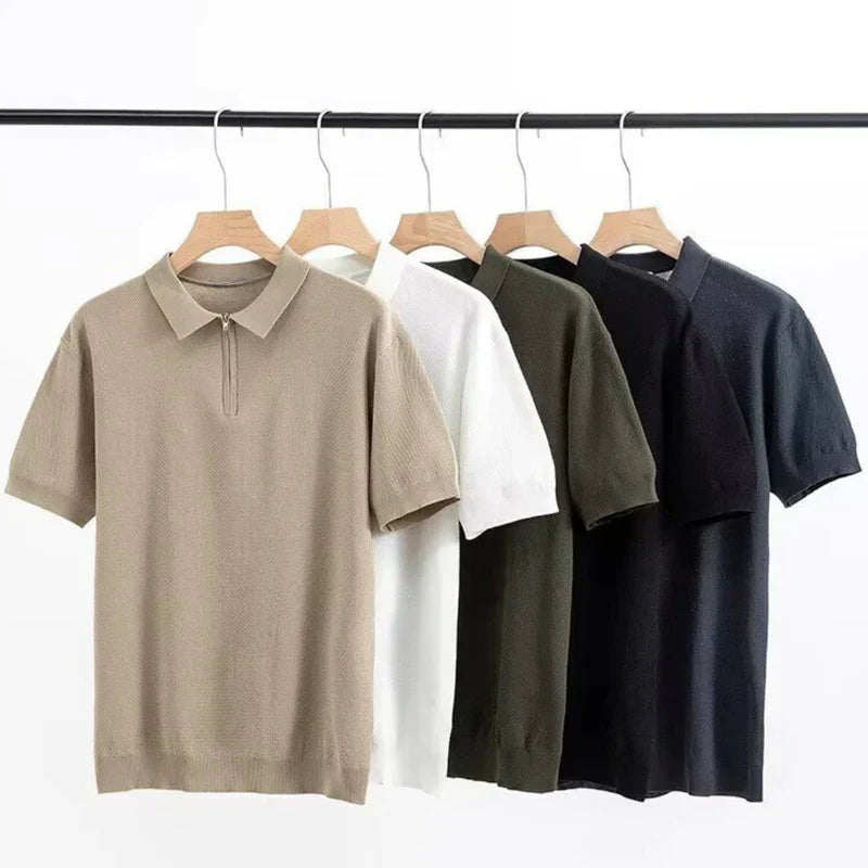 Camisa Polo Masculina Romenzi Santorini RZ630 em detalhe, polo sofisticada em materiais de alta qualidade que oferece conforto, estilo e caimento perfeito.