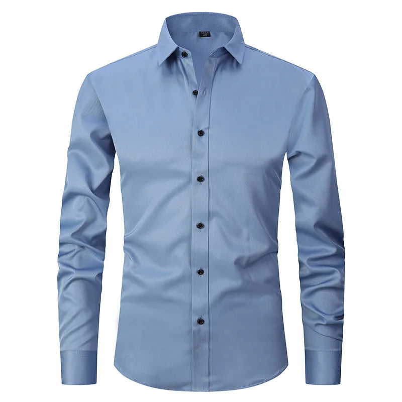 Camisa Social de Algodão Masculina Romenzi RZ083, slim fit, leve e elegante, ideal para ambientes profissionais e eventos formais.