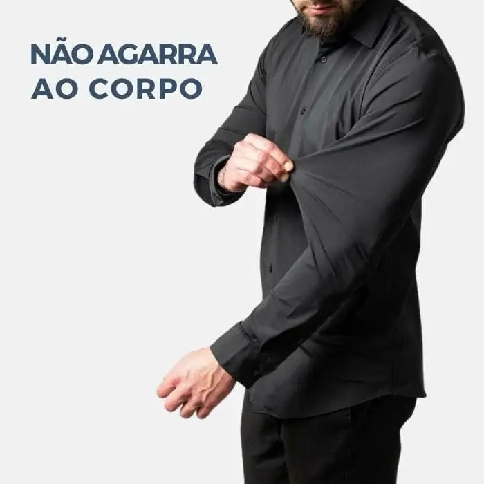 Camisa Social de Algodão Masculina Romenzi RZ083, slim fit, leve e elegante, ideal para ambientes profissionais e eventos formais.