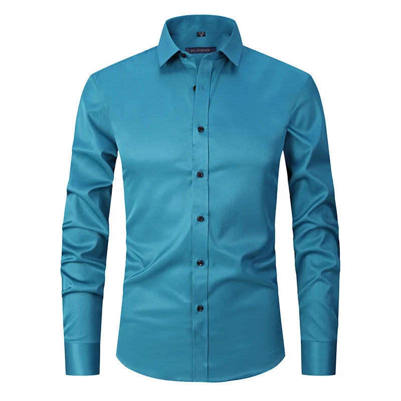 Camisa Social de Algodão Masculina Romenzi RZ083, slim fit, leve e elegante, ideal para ambientes profissionais e eventos formais.