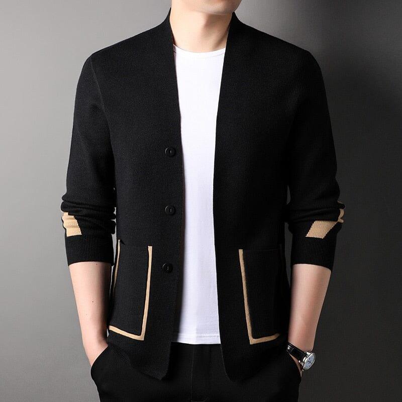 Cardigan Masculino Palermo Romenzi RZ649 em detalhe, peça sofisticada em lã, microfibra e caxemira premium, ideal para looks casuais ou formais elegantes.
