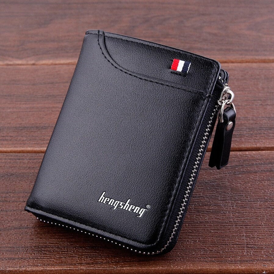Carteira Masculina de Couro Tyler Romenzi RZ486, compacta e elegante, ideal para documentos, cartões e uso diário com estilo moderno.