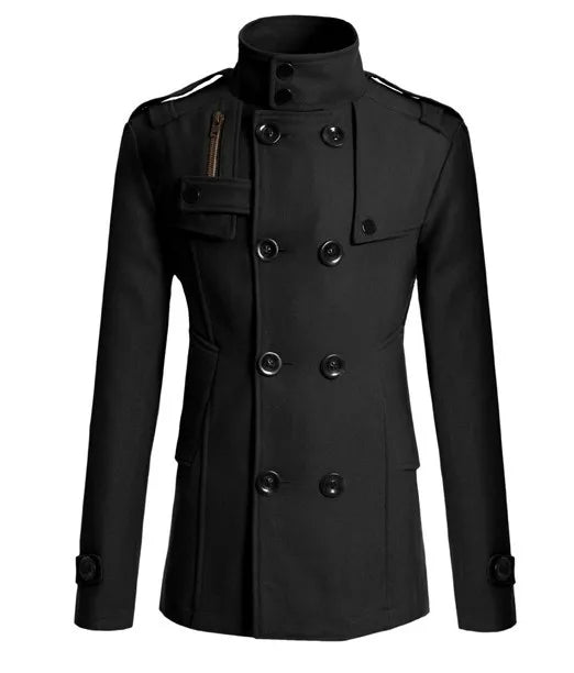 Casaco Masculino Abotoamento Duplo Romenzi Hester RZ128 feito com tecido premium, fecho trespassado e design elegante para conforto e estilo.