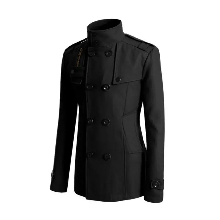 Casaco Masculino Abotoamento Duplo Romenzi Hester RZ128 feito com tecido premium, fecho trespassado e design elegante para conforto e estilo.