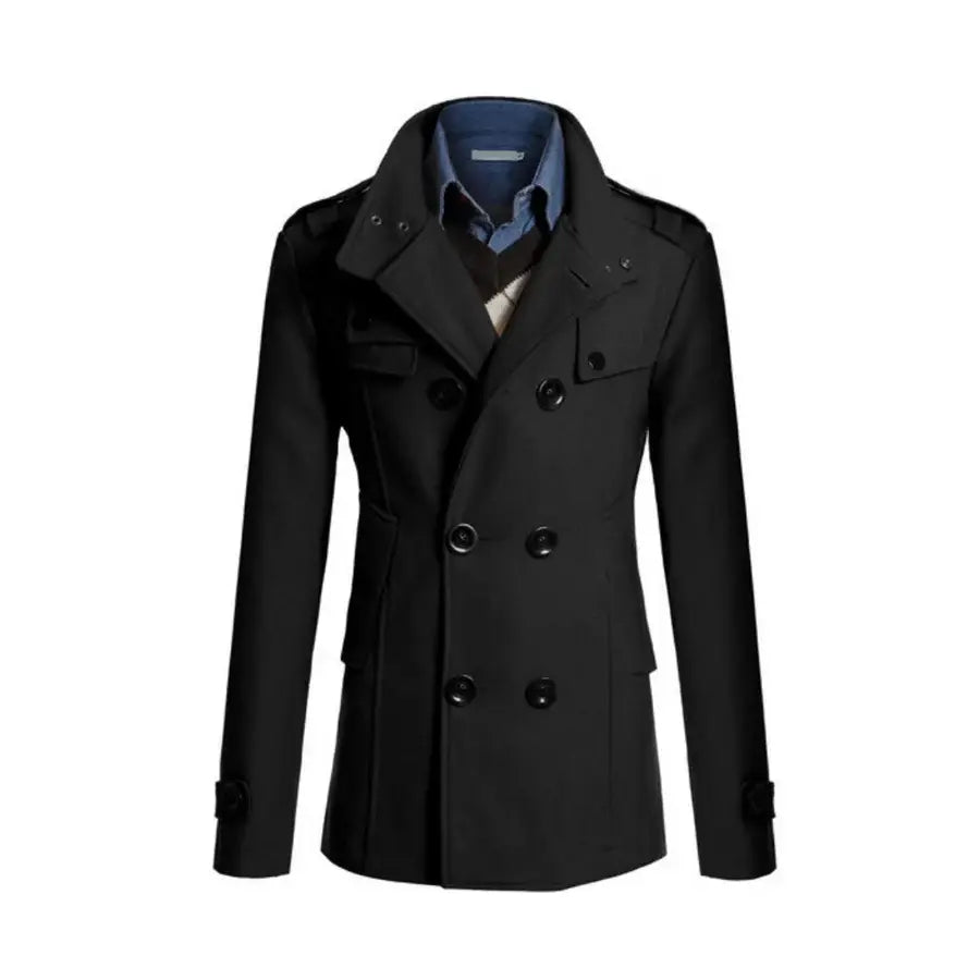 Casaco Masculino Abotoamento Duplo Romenzi Hester RZ128 feito com tecido premium, fecho trespassado e design elegante para conforto e estilo.