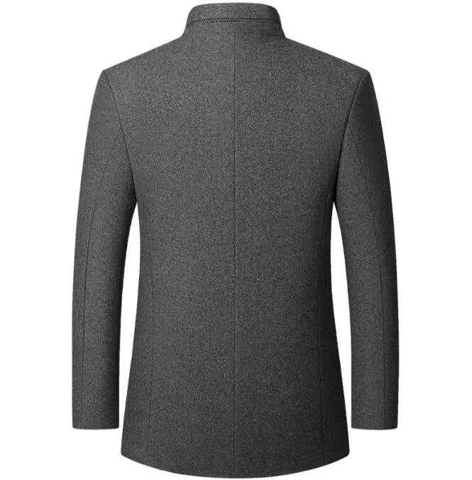 Casaco Masculino Grife Romenzi RZ121 em lã premium com design sofisticado e gola alta