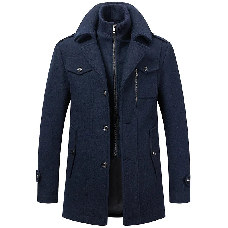 Casaco Masculino Grife Romenzi RZ124 em lã premium com design elegante, parte interna removível e corte sofisticado, perfeito para qualquer ocasião.