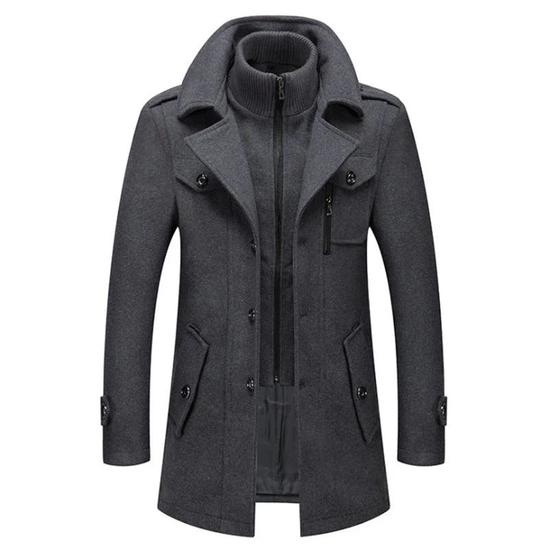 Casaco Masculino Grife Romenzi RZ124 em lã premium com design elegante, parte interna removível e corte sofisticado, perfeito para qualquer ocasião.