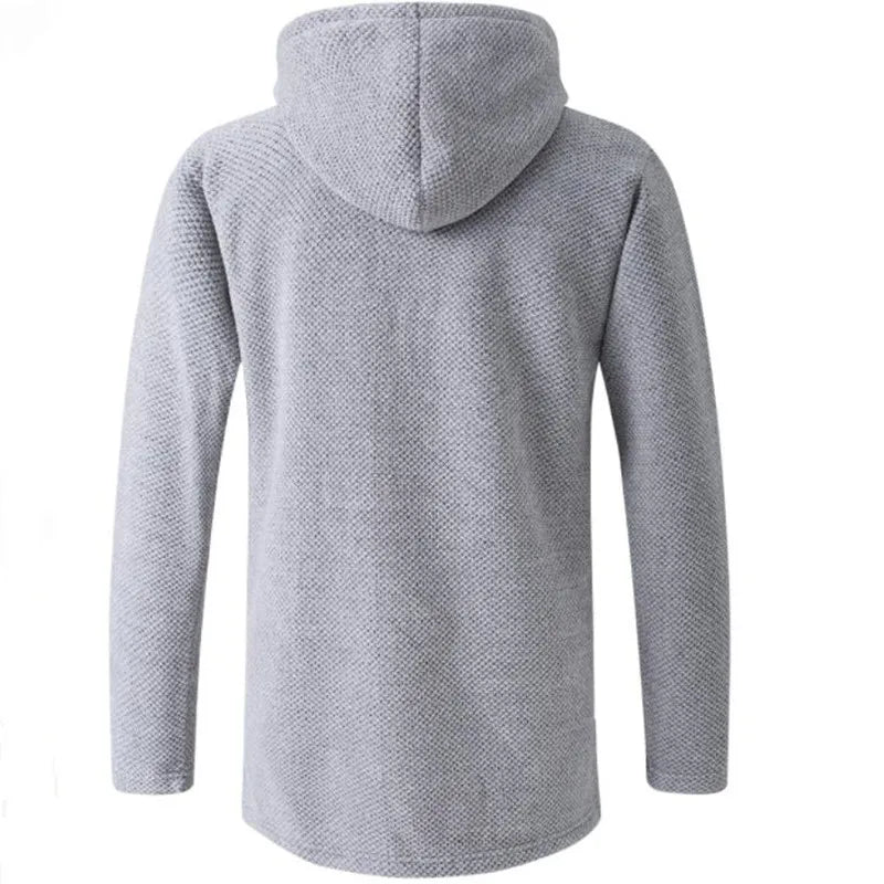 Casaco Masculino Longo com Capuz Romenzi RZ325, tecido premium, design exclusivo, antialérgico, confortável e resistente, ideal para looks formais e casuais.
