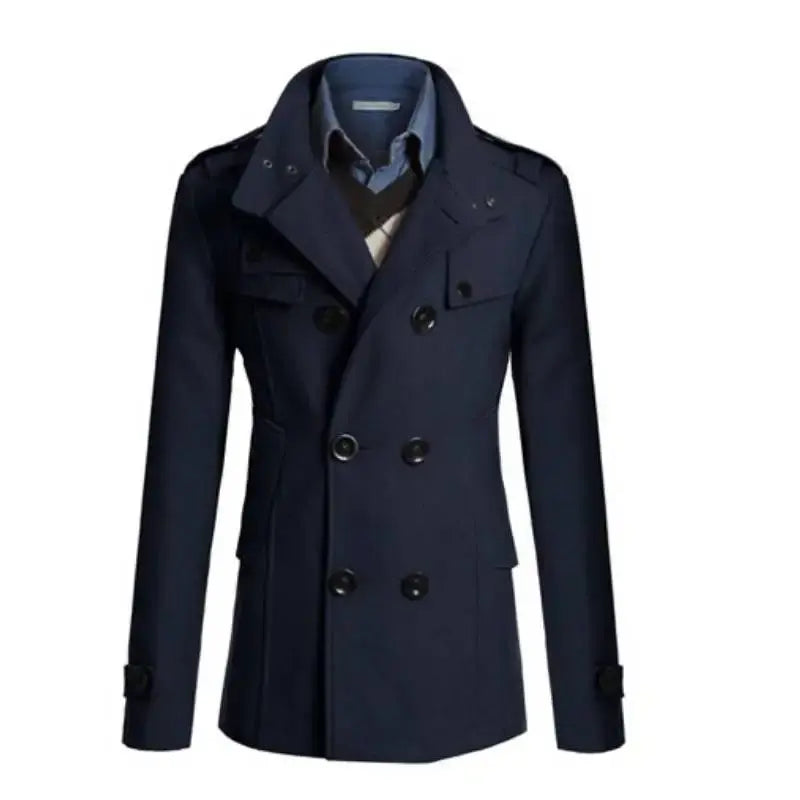 Casaco Transpassado Masculino Romenzi RZ123 com design elegante, lapelas sofisticadas e materiais premium, perfeito para conforto e estilo.