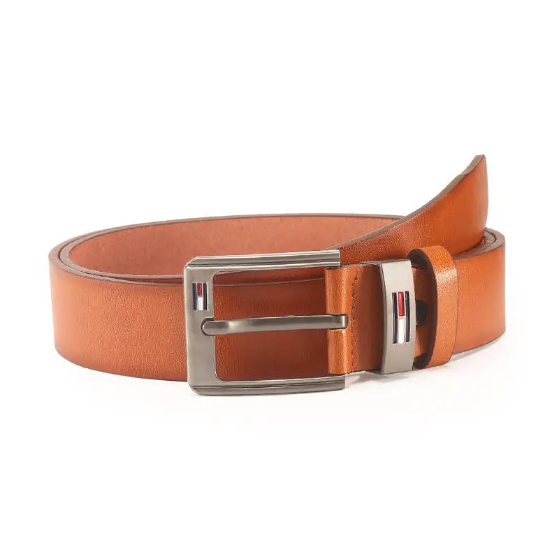 Cinto Masculino Megan Romenzi RZ340 em couro ecológico nas cores preto, caramelo e marrom com fecho durável e visual elegante.