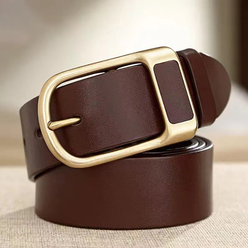 Cinto Masculino de Couro Romenzi Argos RZ469 com fivela metálica imponente e acabamento premium para homens que valorizam autenticidade e elegância