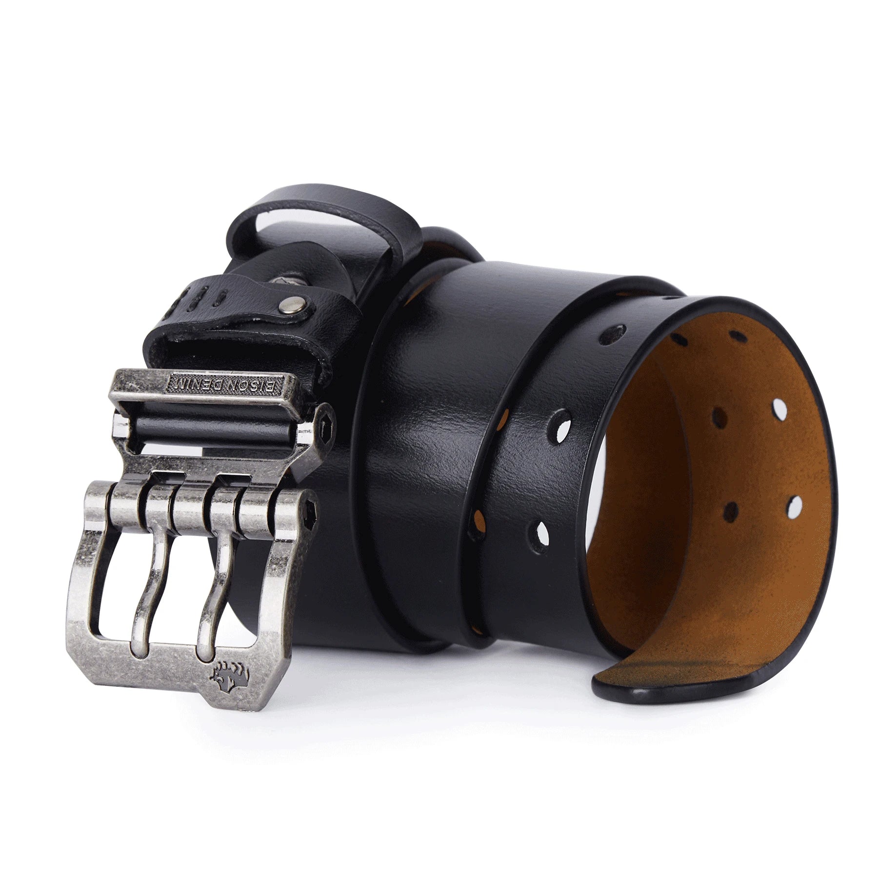 Cinto Masculino de Couro Romenzi Bison RZ472 com couro legítimo e visual discreto. Ideal para trajes sociais e casuais com sofisticação.