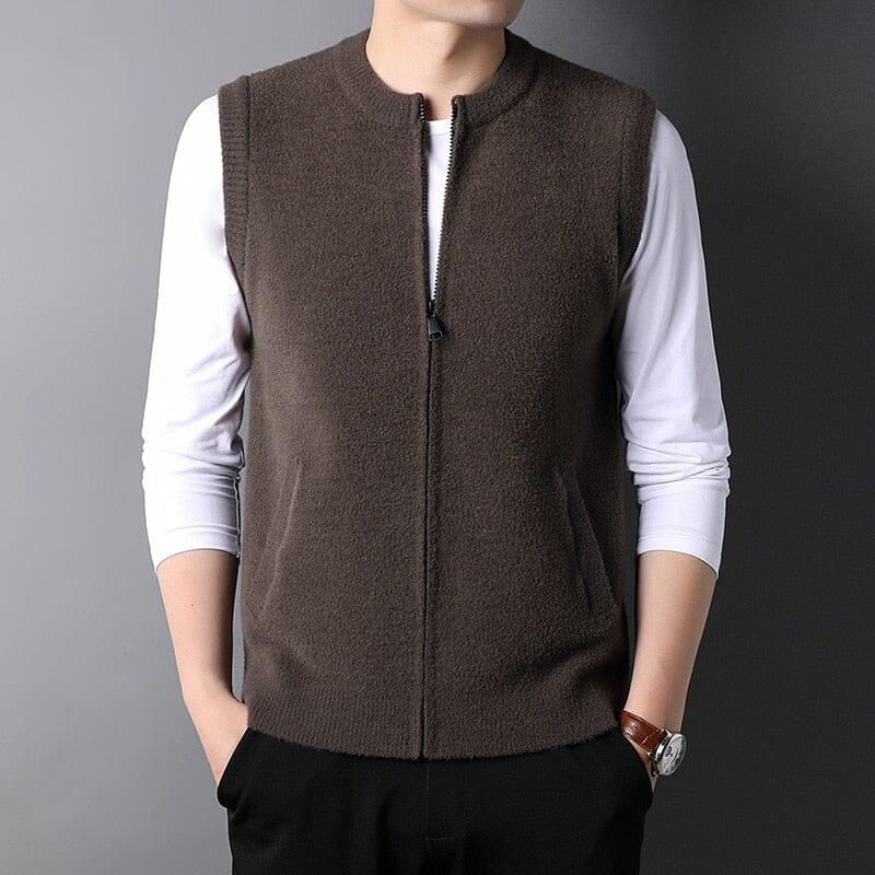 Colete Masculino Tricot de Lã Boston Romenzi RZ663 em detalhe, peça versátil em lã premium que une conforto, durabilidade e elegância em qualquer ocasião.