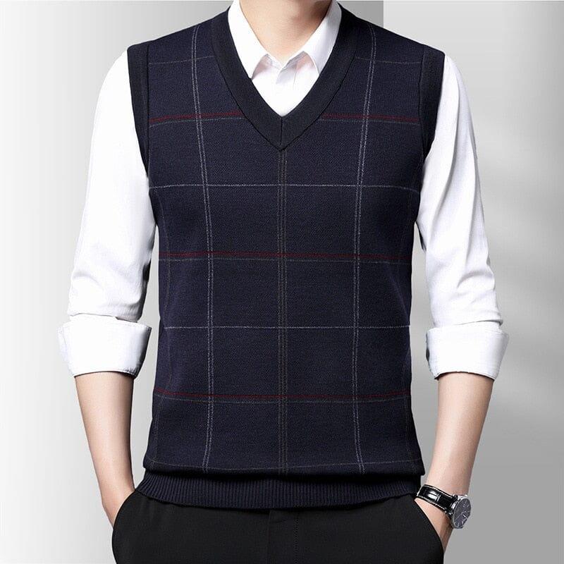 Colete Masculino Tricot Paris Romenzi RZ666 em detalhe, peça elegante em tricot premium, inspirada na moda parisiense, ideal para looks casuais e formais.