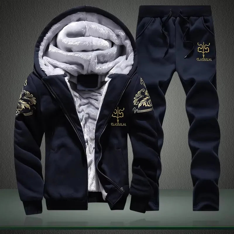 Conjunto Moletom de Lã Masculino Romenzi Dark RZ108 com lã premium textura macia design elegante e conforto ideal para aquecer com estilo nos dias frios