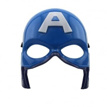 Fantasia Infantil Herói Azul e Vermelho com máscara e roupa, feita em poliéster, ideal para festas infantis e brincadeiras cheias de imaginação.