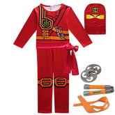 Fantasia Infantil Ninja Vermelho Especial feita em poliéster, ideal para festas infantis e brincadeiras criativas cheias de ação e imaginação.