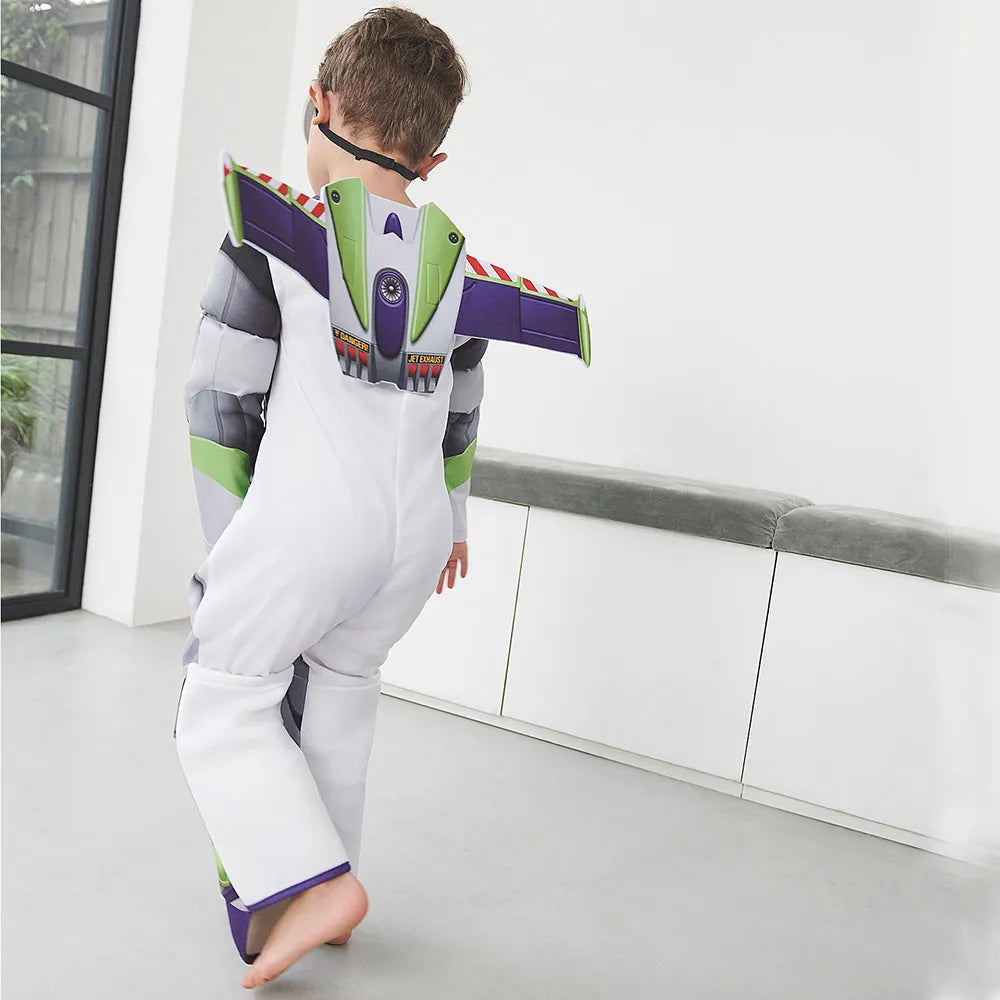 Fantasia Infantil Patrulheiro Espacial confeccionada em poliéster, ideal para festas infantis e brincadeiras intergalácticas cheias de imaginação.
