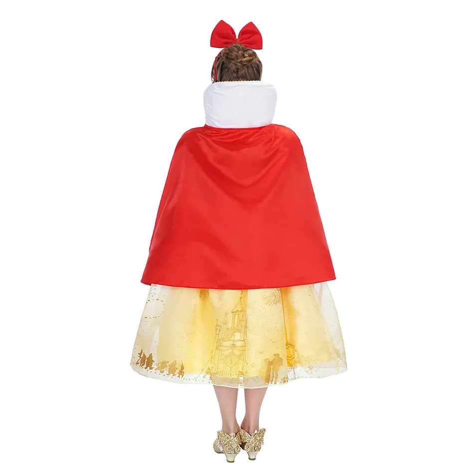 Fantasia Infantil Vestido Amarelo Luxo com vestido, coroa, varinha, colar e luvas, ideal para festas infantis e brincadeiras mágicas.