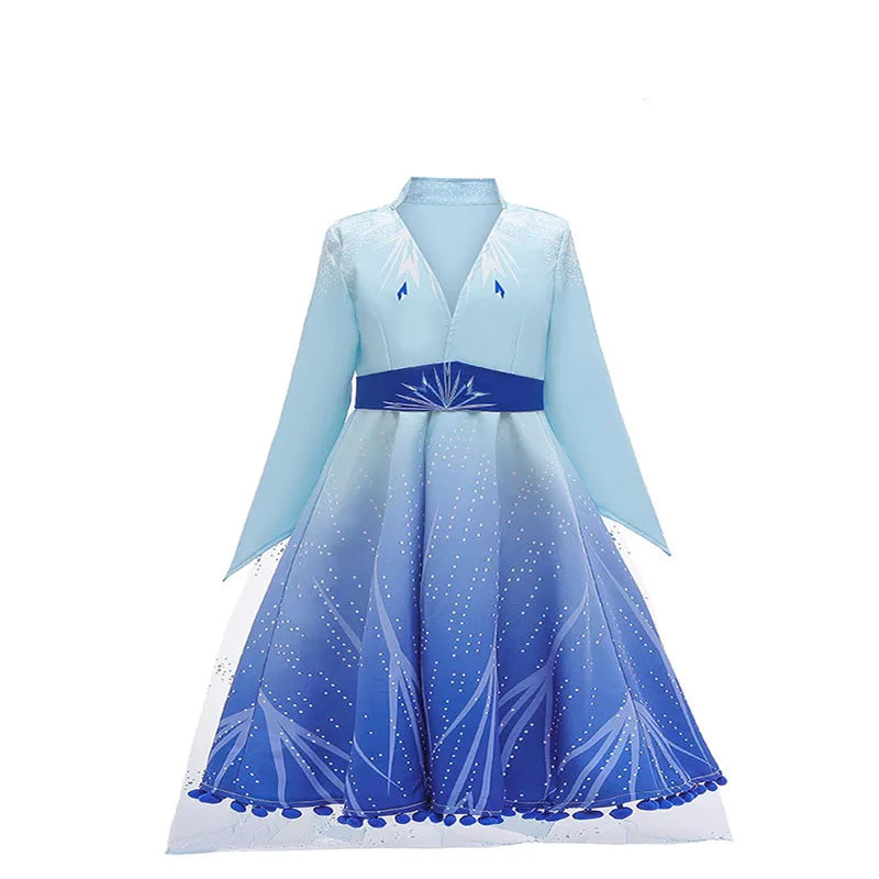 Fantasia Infantil Vestido Azul de Gelo Luxo com vestido, coroa, varinha, cabelo e luvas, perfeita para festas infantis e brincadeiras mágicas.