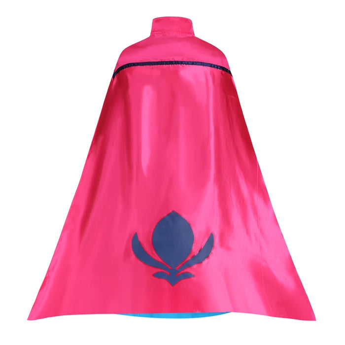 Fantasia Infantil Vestido Princesa do Gelo Azul feito em algodão e poliéster, ideal para festas infantis e brincadeiras cheias de imaginação.